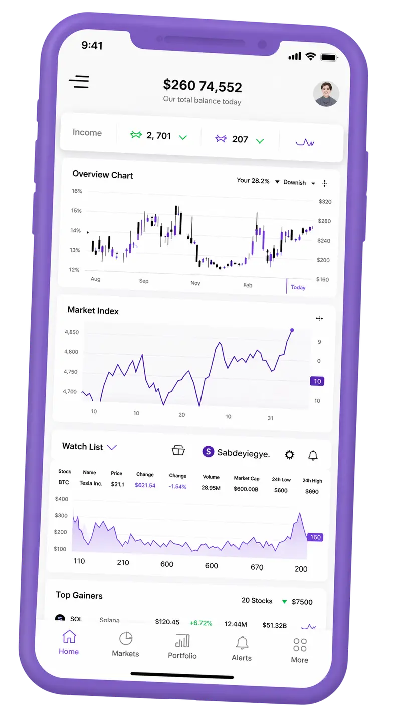 Application mobile pour gérer votre portefeuille